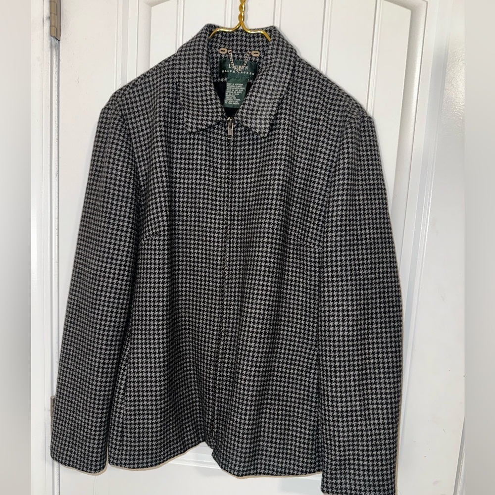 Lauren Ralph Lauren Women's Size 100% Lambswool Tweed Blazer Jacket Full Zip